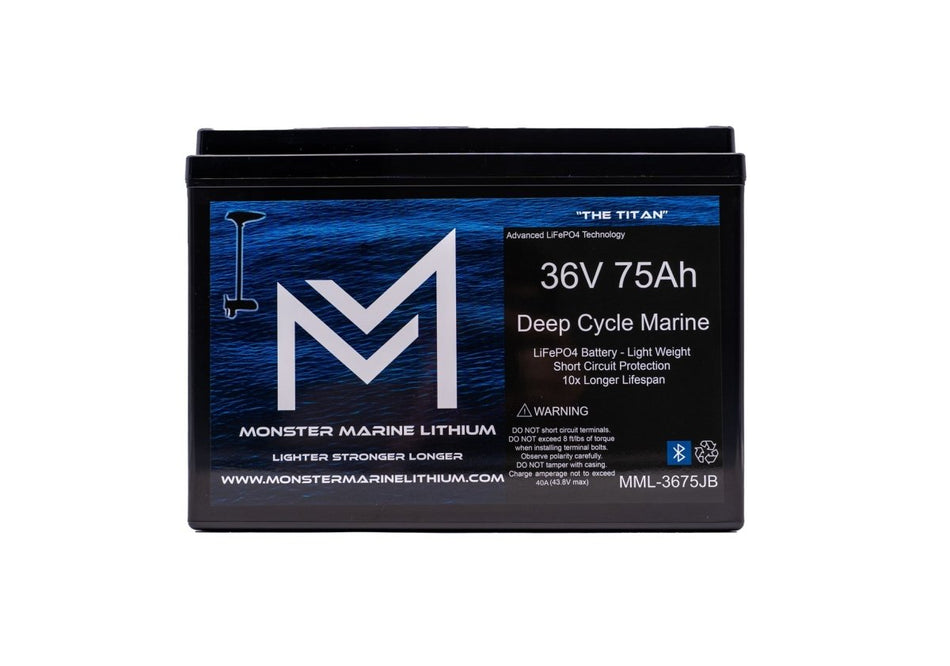 36V 75Ah Bluetooth Lithium Trolling Battery MML - CW3675B "Titan" - Get Tight Gear