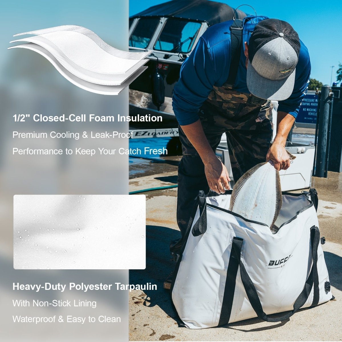 37QT Fish Cooler Bag With Flat Bottom - Get Tight Gear
