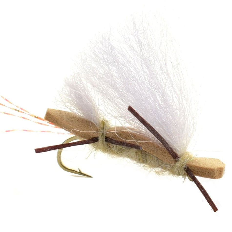 4 Pack Chubby Chernobyl Ant Tan Foam Body Grasshopper Fly - Hook Size 10 - Get Tight Gear