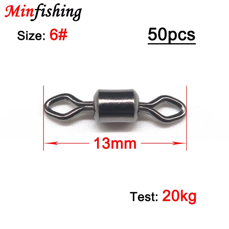 25~50 Pcs/Lot Stainless Steel Rolling Swivels Fishing Hook Connector Accessories