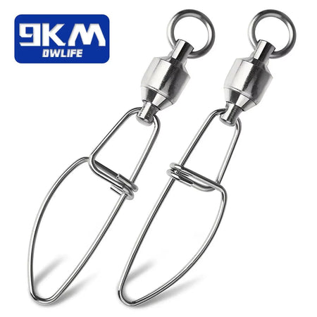Stainless Steel Saltwater Fishing Swivels with Ball Bearing Snap - Available in Packs of 20 to 100 Interlock Connector Cross Lock Snaps
