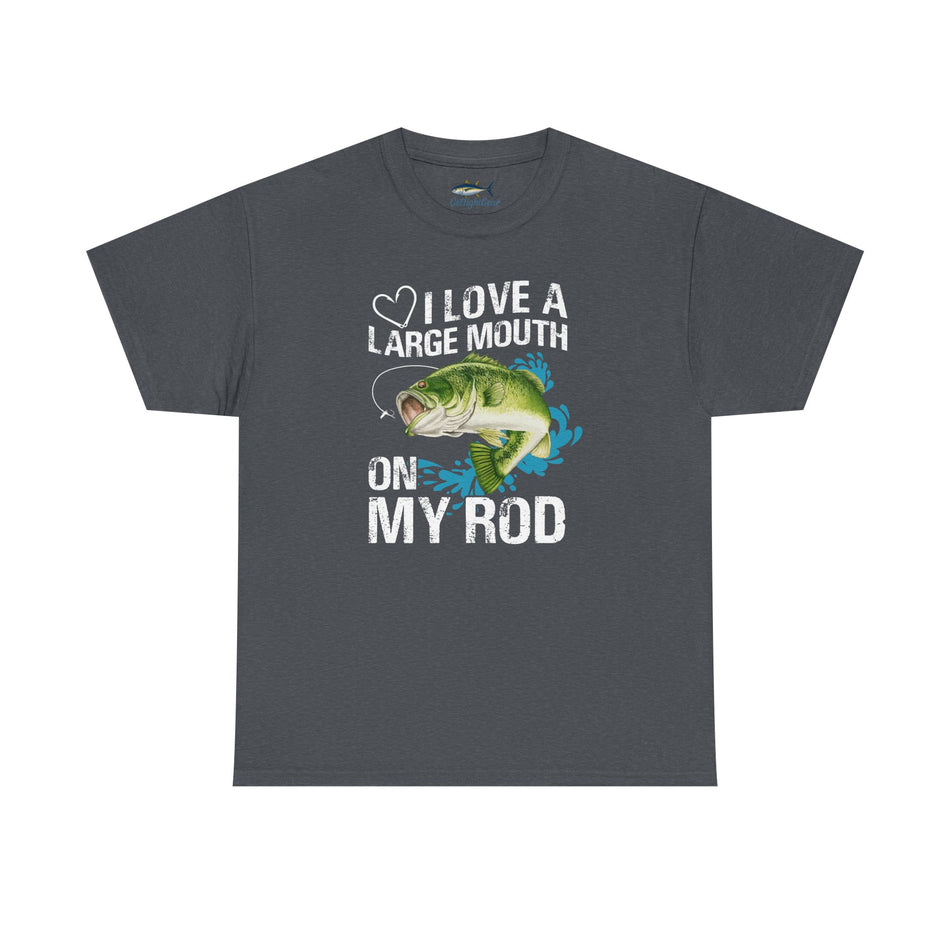 Camiseta unisex de algodón grueso para amantes de la pesca: "Me encantan las bocas grandes en mi caña".