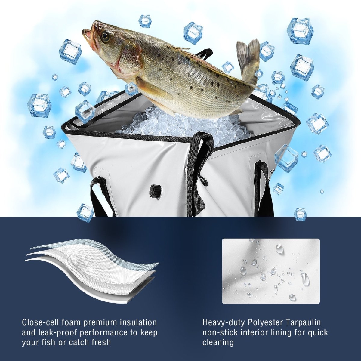 48x18'' Leakproof Fish Cooler Bag With Waterproof Zipper - Get Tight Gear