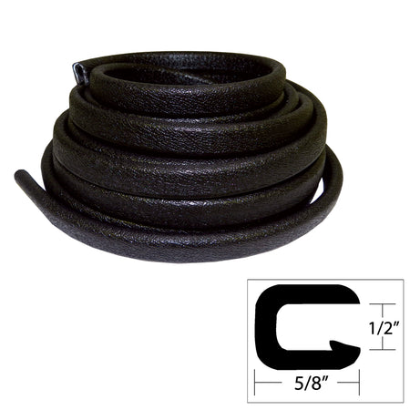 TACO Flexible Vinyl Trim - " Opening x "W x 25'L - Black