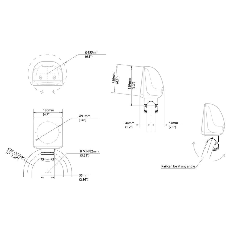 Soporte para riel para instrumento individual Scanstrut Scanpod - Corte para instrumento estándar - Compatible con rieles de 1" a 1,33" [SPR-1I-RM]
