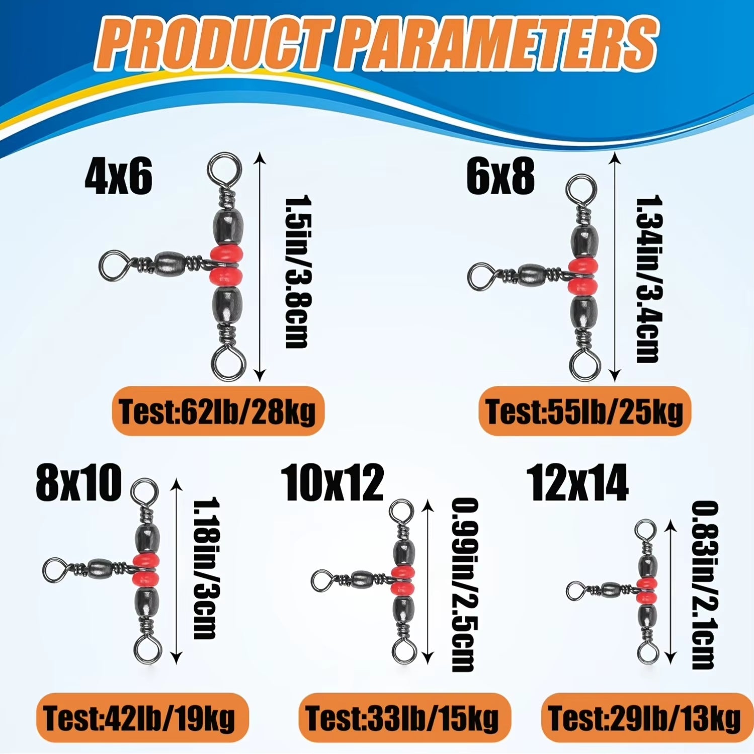 T-Shape Barrel Swivels - Three-Way Swivel Connectors for Fishing Tackle and Catfish Rigs