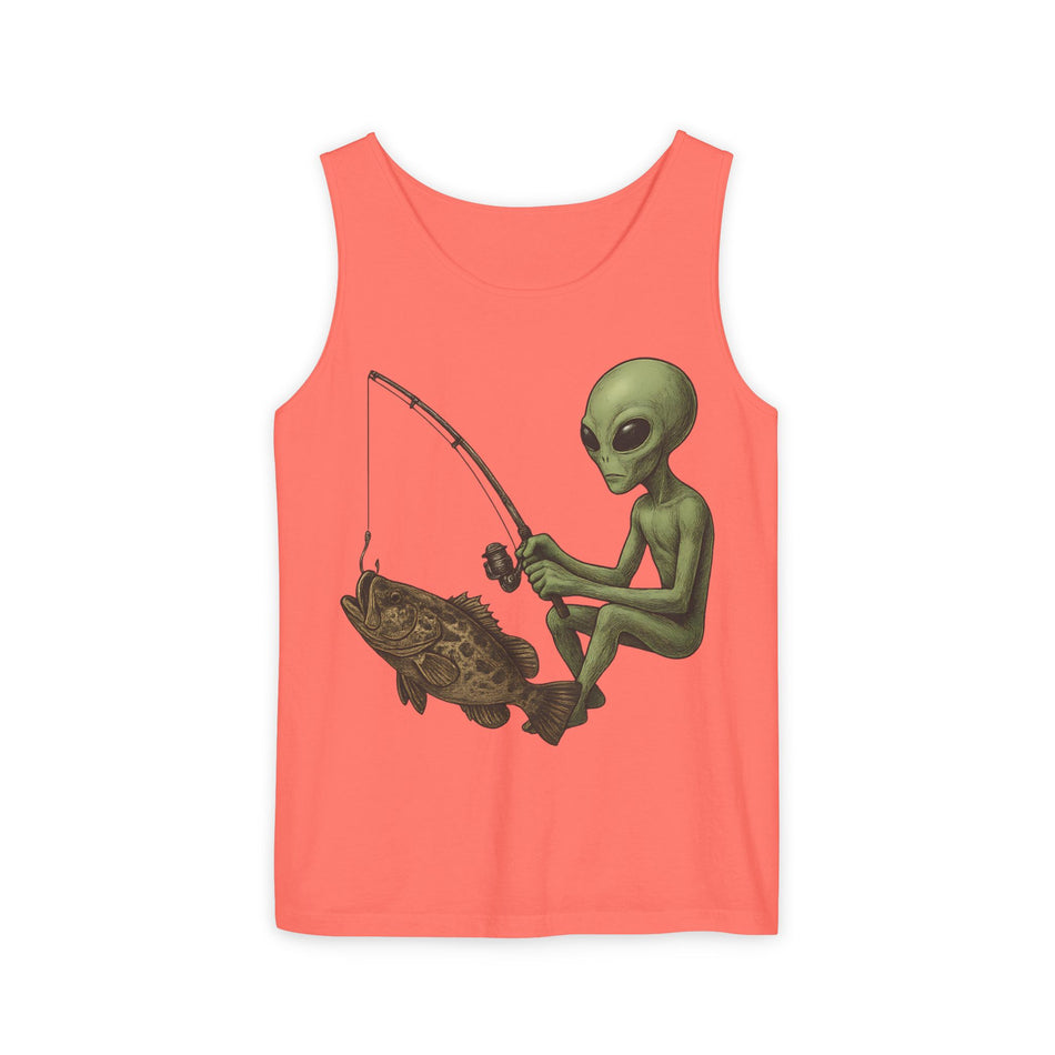 Alien Fishing Tank Top | Unisex Garment-Dyed Sleeveless Tee