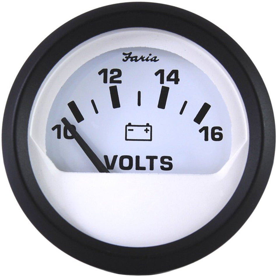 Faria Euro Weiß 2" Voltmeter (10-16 VDC) [12911]