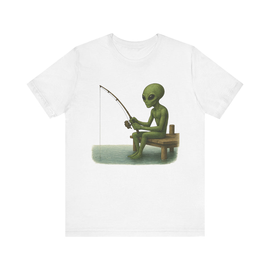 Fishing Alien Unisex Short Sleeve Tee - Fun Graphic T-Shirt for Casual Wear