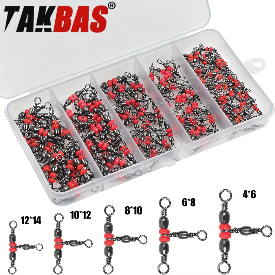 T-Shape Barrel Swivels - Three-Way Swivel Connectors for Fishing Tackle and Catfish Rigs
