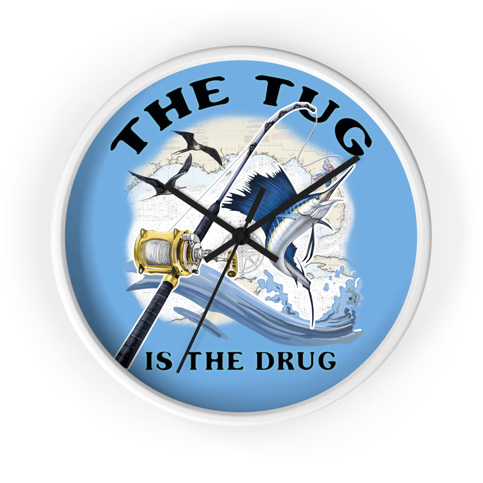 The Tug Is The Drug™ Nautical Wall Clock - Perfect Gift for Anglers