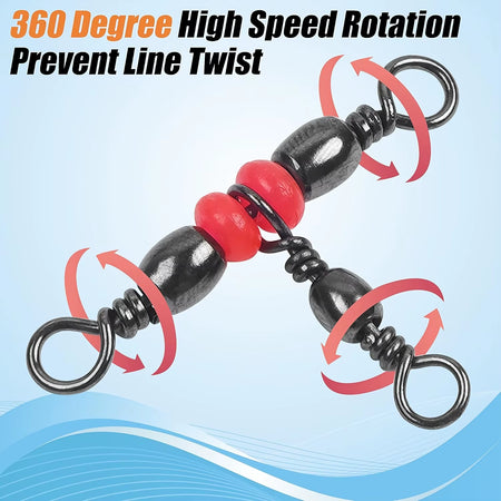 T-Shape Barrel Swivels - Three-Way Swivel Connectors for Fishing Tackle and Catfish Rigs
