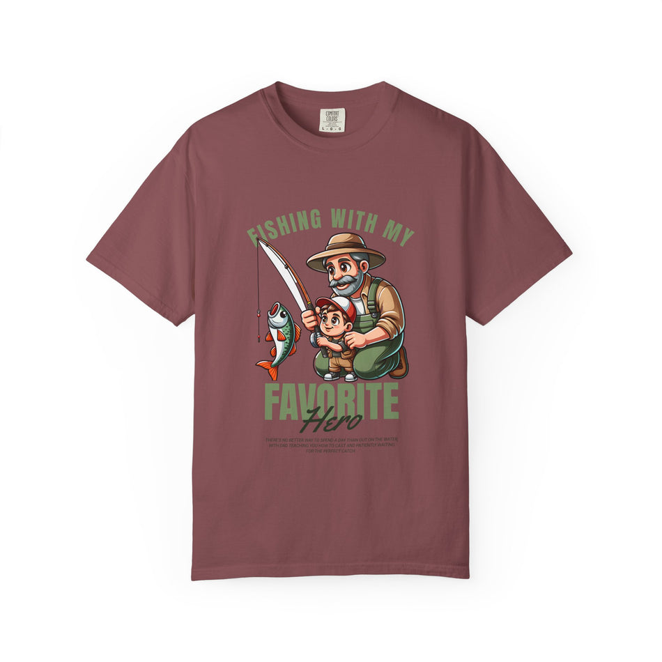 Fishing with My Favorite Hero T-Shirt, Unisex Gift, Outdoor Fishing Apparel, Father's Day Tee, Hobby Lover Shirt, Fisherman Gift