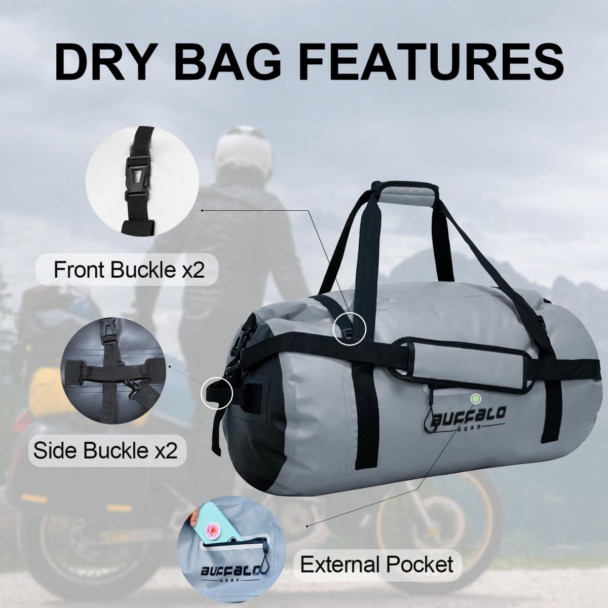 63QT Roll Top Waterproof Duffel Bag - Get Tight Gear