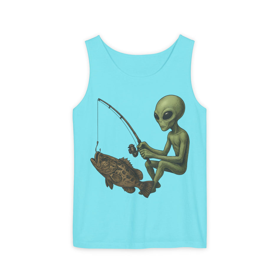 Alien Fishing Tank Top | Unisex Garment-Dyed Sleeveless Tee