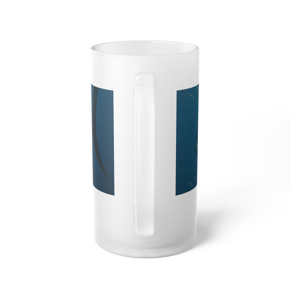 Frosted Glass Beer Mug - Yellow Fin Tuna Design for Fish Lovers