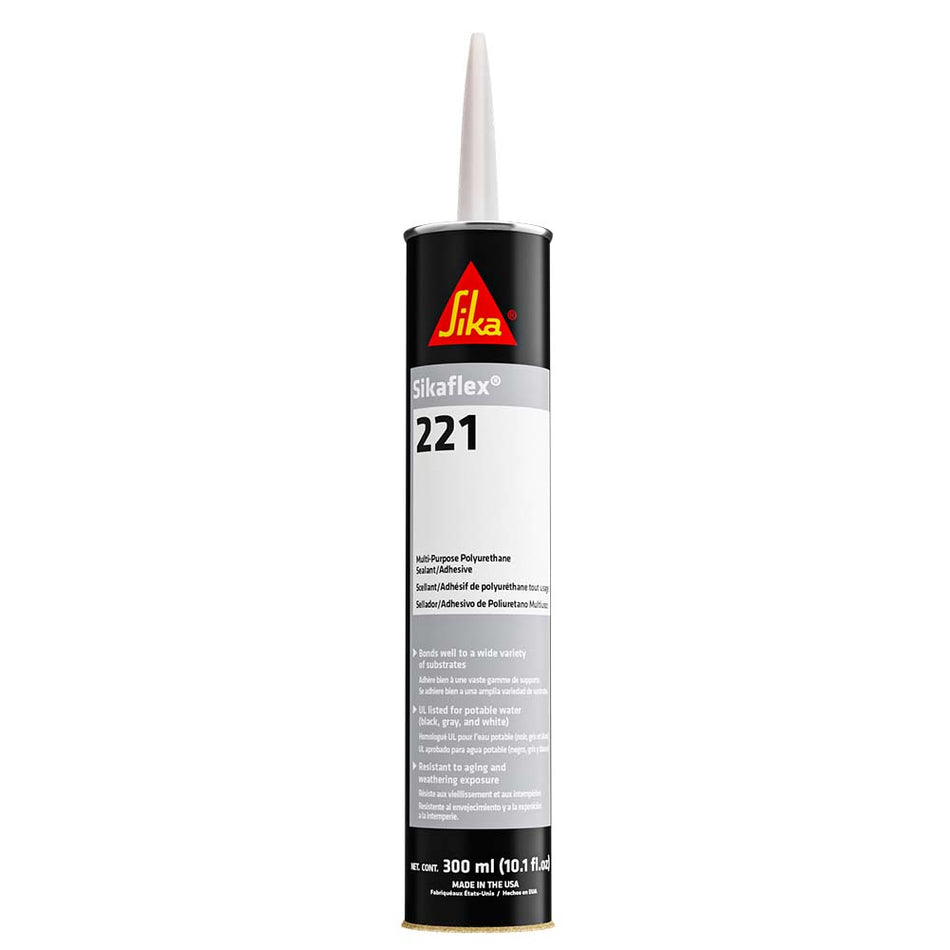Sika Sikaflex 221 Mehrzweck-Polyurethan-Dichtstoff/Klebstoff - 300 ml Kartusche - Aluminiumgrau [90892]