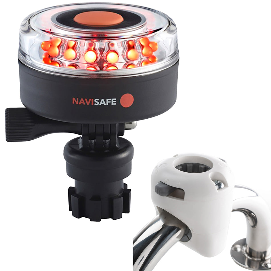 Navisafe Navilight All RED 360 2NM w/Navimount Base & Rail Mount - White