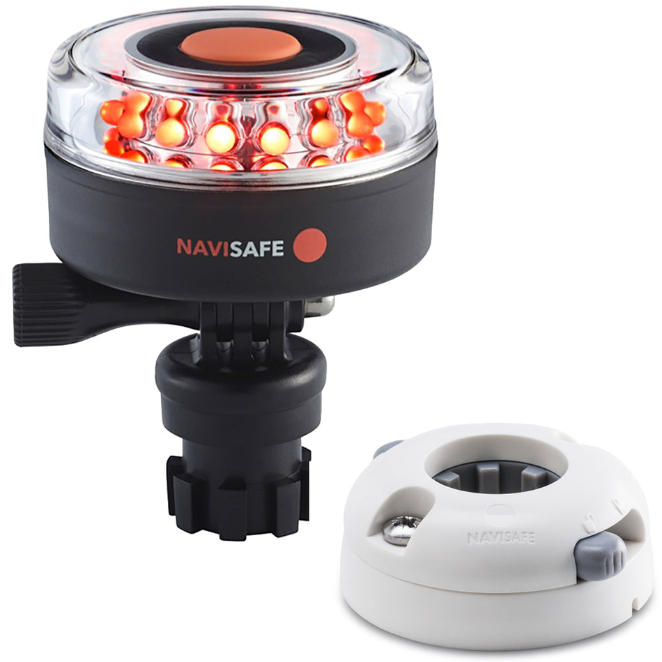 Navisafe Navilight All RED 360 2NM w/Navimount Base & Horizontal Mount - White