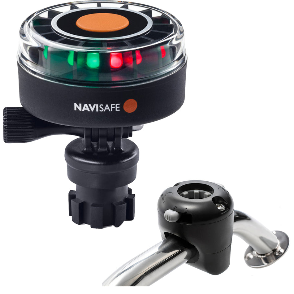 Navisafe Navilight 2NM Tricolor mit Navimount-Basisschienenhalterung - Schwarz [340KIT]