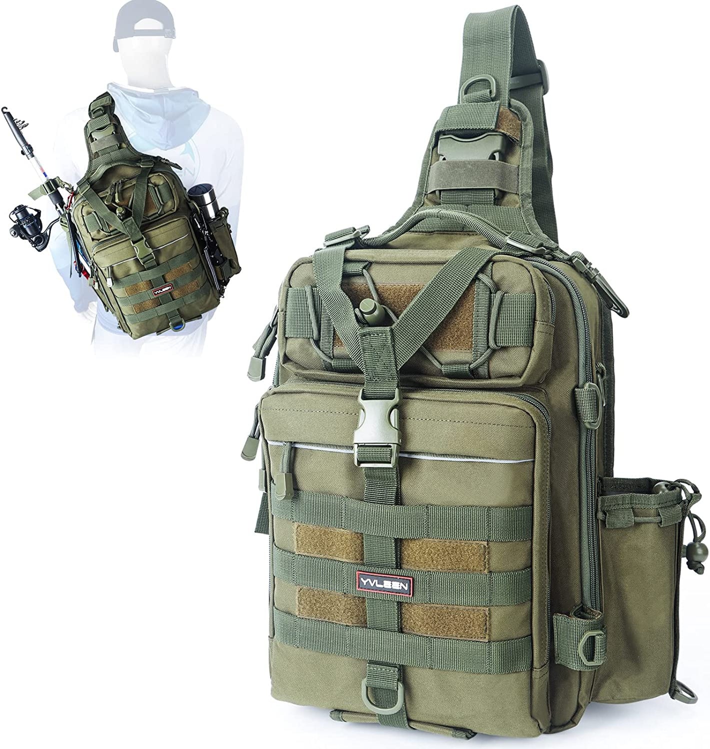 Yvleen Waterproof Fishing Tackle Backpack for Saltwater Fishing and Outdoor Activities