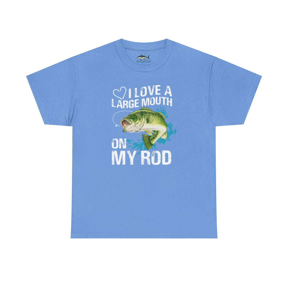Camiseta unisex de algodón grueso para amantes de la pesca: "Me encantan las bocas grandes en mi caña".