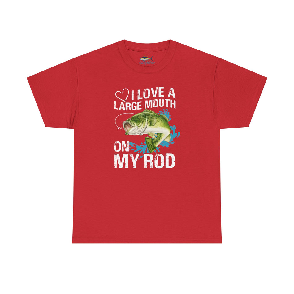 Camiseta unisex de algodón grueso para amantes de la pesca: "Me encantan las bocas grandes en mi caña".
