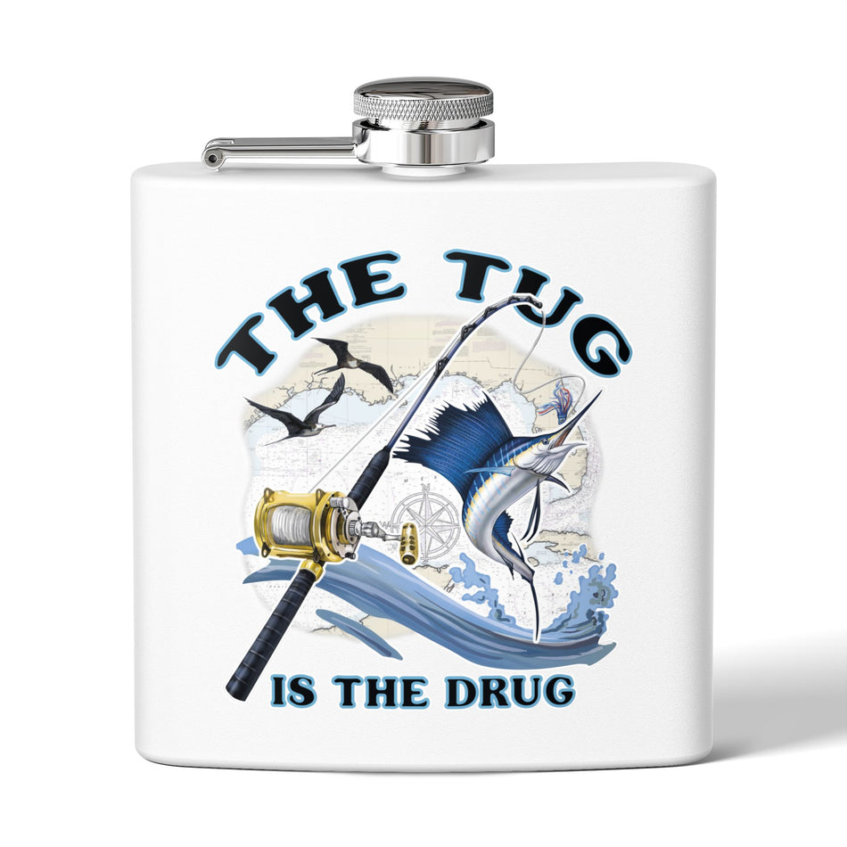 The Tug is the Drug™ Fishing-Themed Stainless Steel Flask - 6oz Outdoor Drinkware
