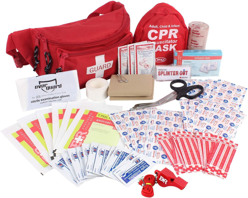 72 - Piece First Aid Fanny Pack Kit with Adult & Infant CPR Masks - Get Tight Gear