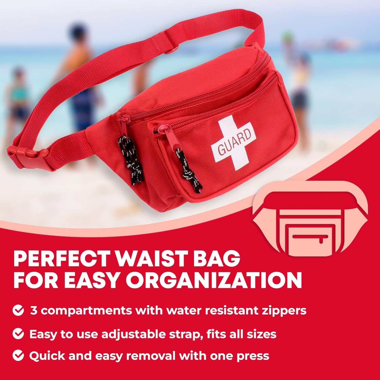 72 - Piece First Aid Fanny Pack Kit with Adult & Infant CPR Masks - Get Tight Gear