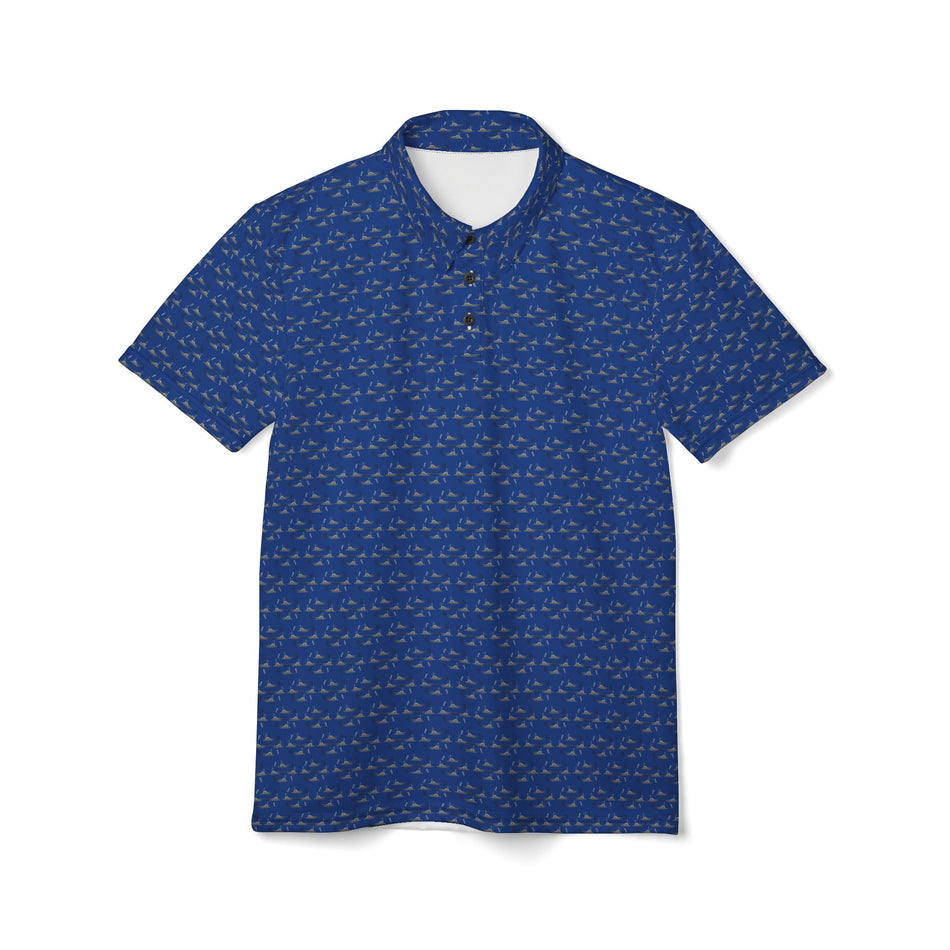 Fishing Polo Shirt - Sportfish Blue Marlin Release Flags - Dark Blue