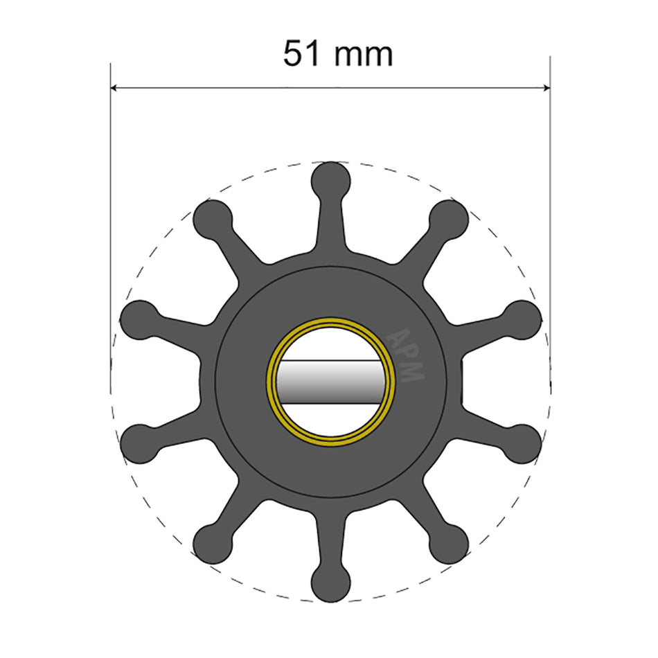 Albin Group Premium Impeller Kit - 51 x 12.7 x 22mm - 10 Blade - Pin Insert