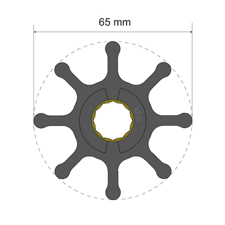 Albin Group Premium Impeller Kit 65 x 16 x 37mm - 8 Blade - Spline Insert