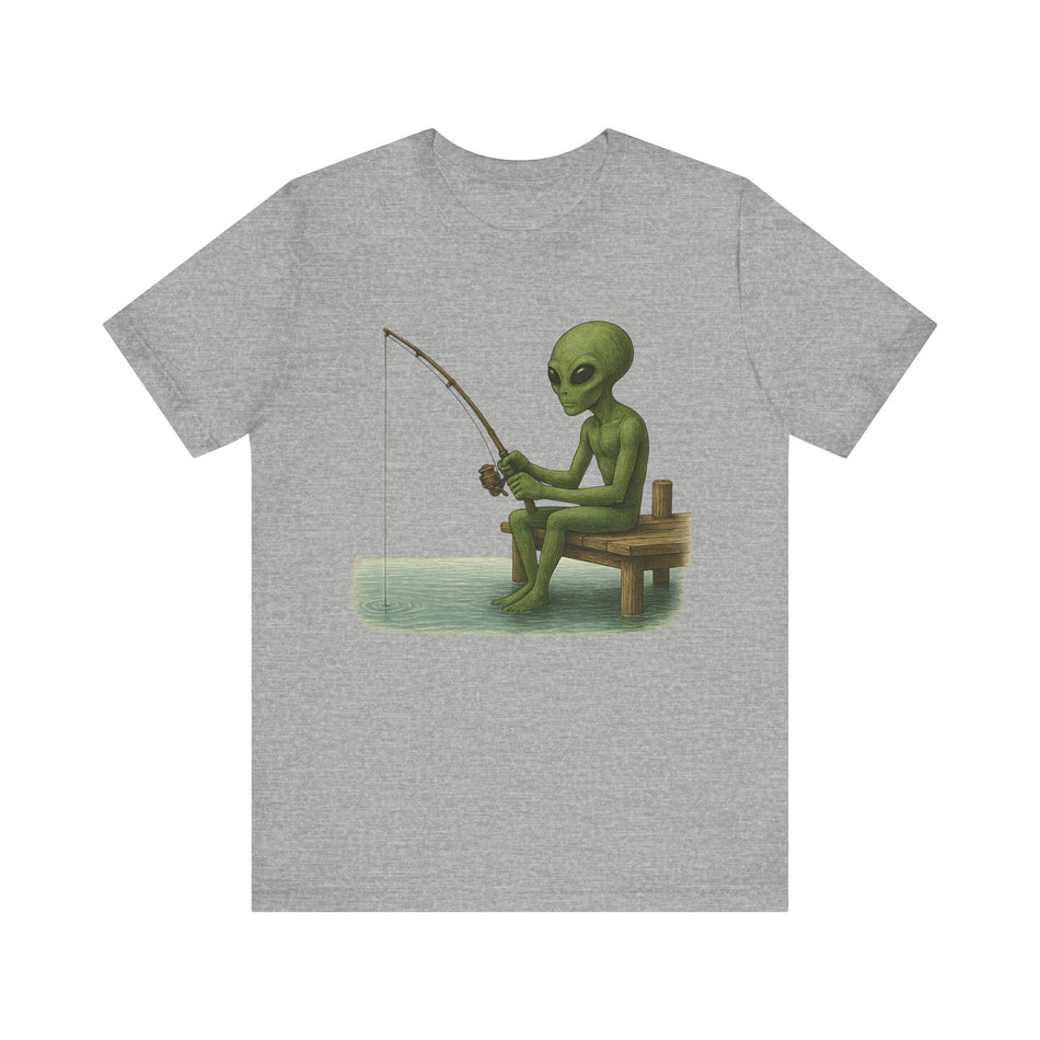 Fishing Alien Unisex Short Sleeve Tee - Fun Graphic T-Shirt for Casual Wear