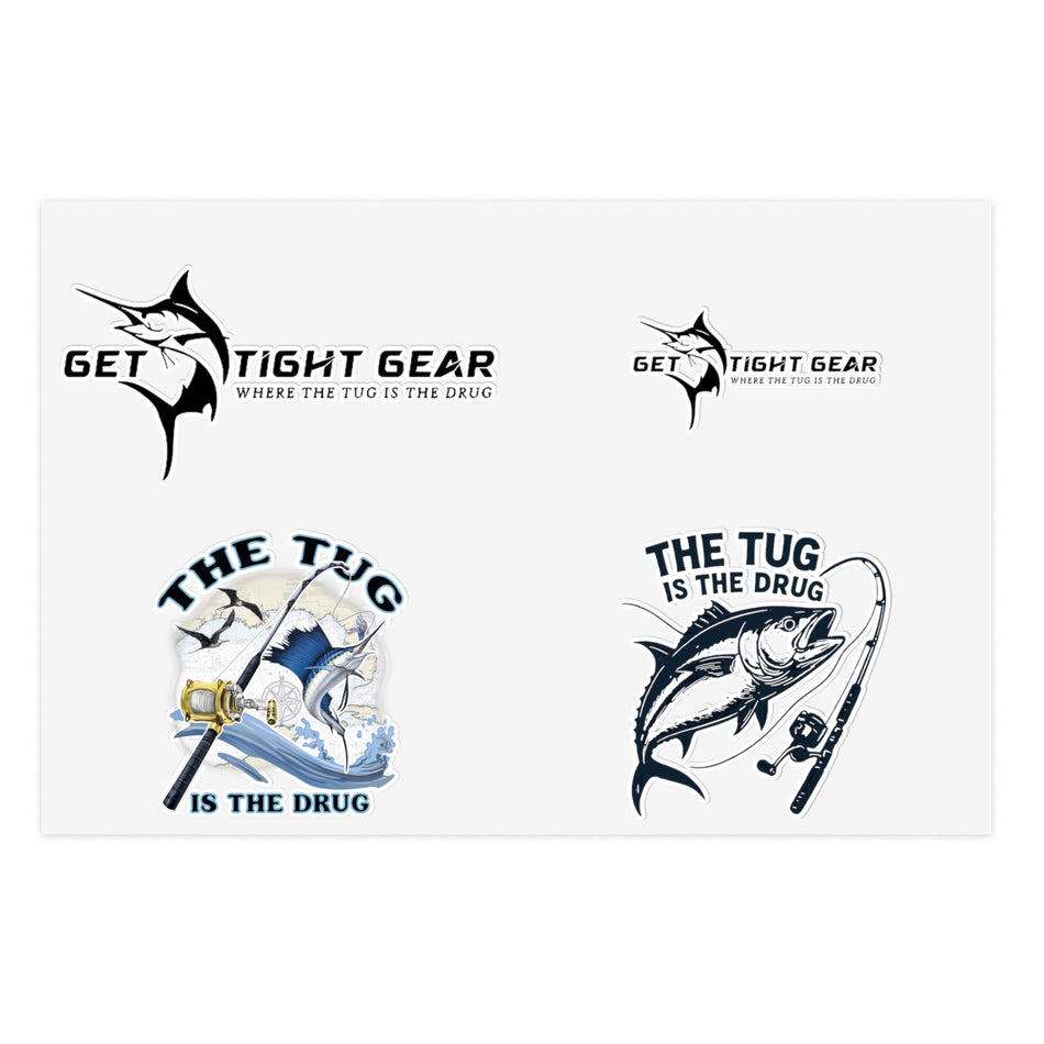 Fishing Themed Sticker Sheets, Outdoor Decor, Gift for Anglers, Ocean Enthusiast, Cool Fishing Art, Waterproof Stickers