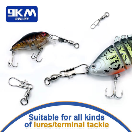 Professional Stainless Steel Snap Fishing Swivels with Ball Bearing Interlock - Available in Packs of 20 to 100 Pieces for Enhanced Fishing Performance