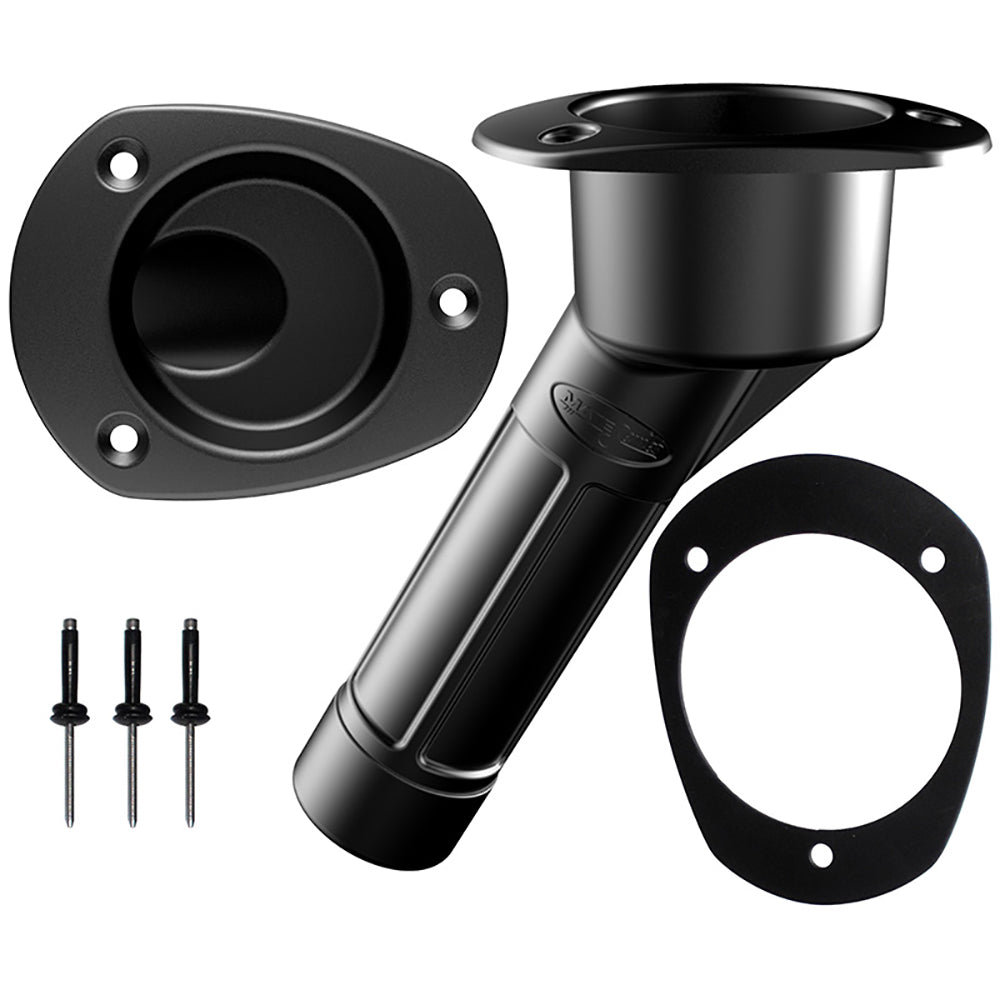 Mate Series Plastic Rod & Cup Holder 30 Closed w/Oval Top f/Kayaks - Black