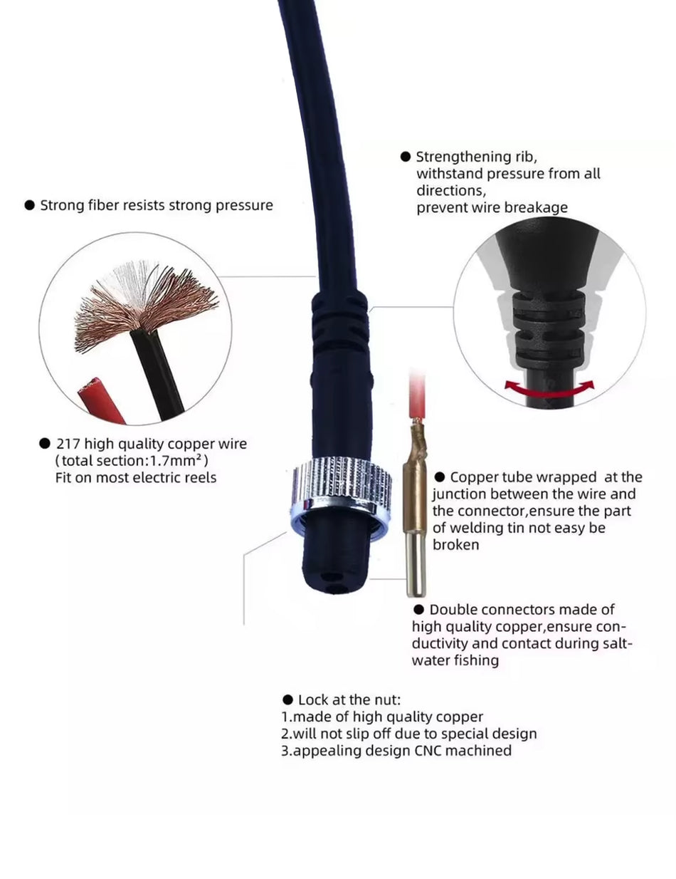 Reel-y Awesome Electric Fishing Cord: The 280Cm Power Line That Hooks Up Your Battery for a Shocking Good Time!