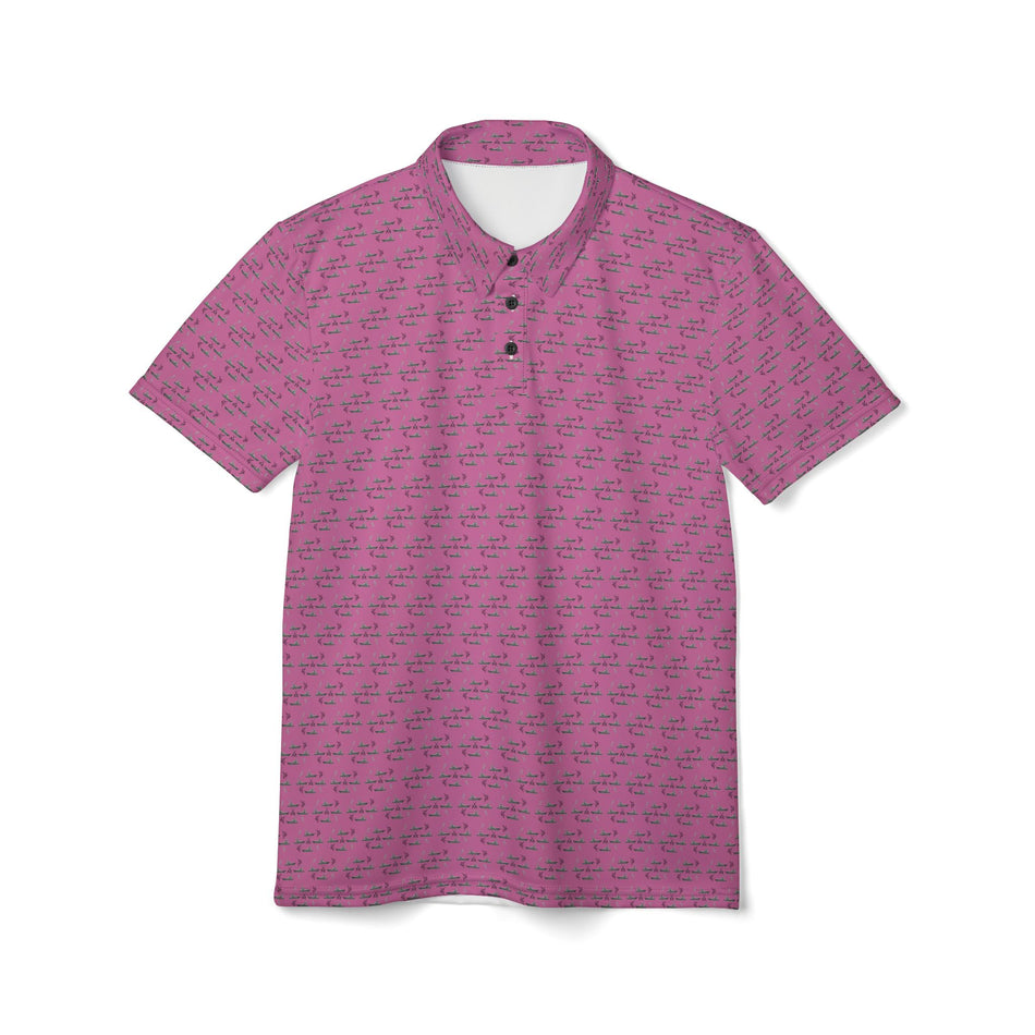 Fishing Polo Shirt - Sportfish Blue Marlin Release Flags - Light Pink