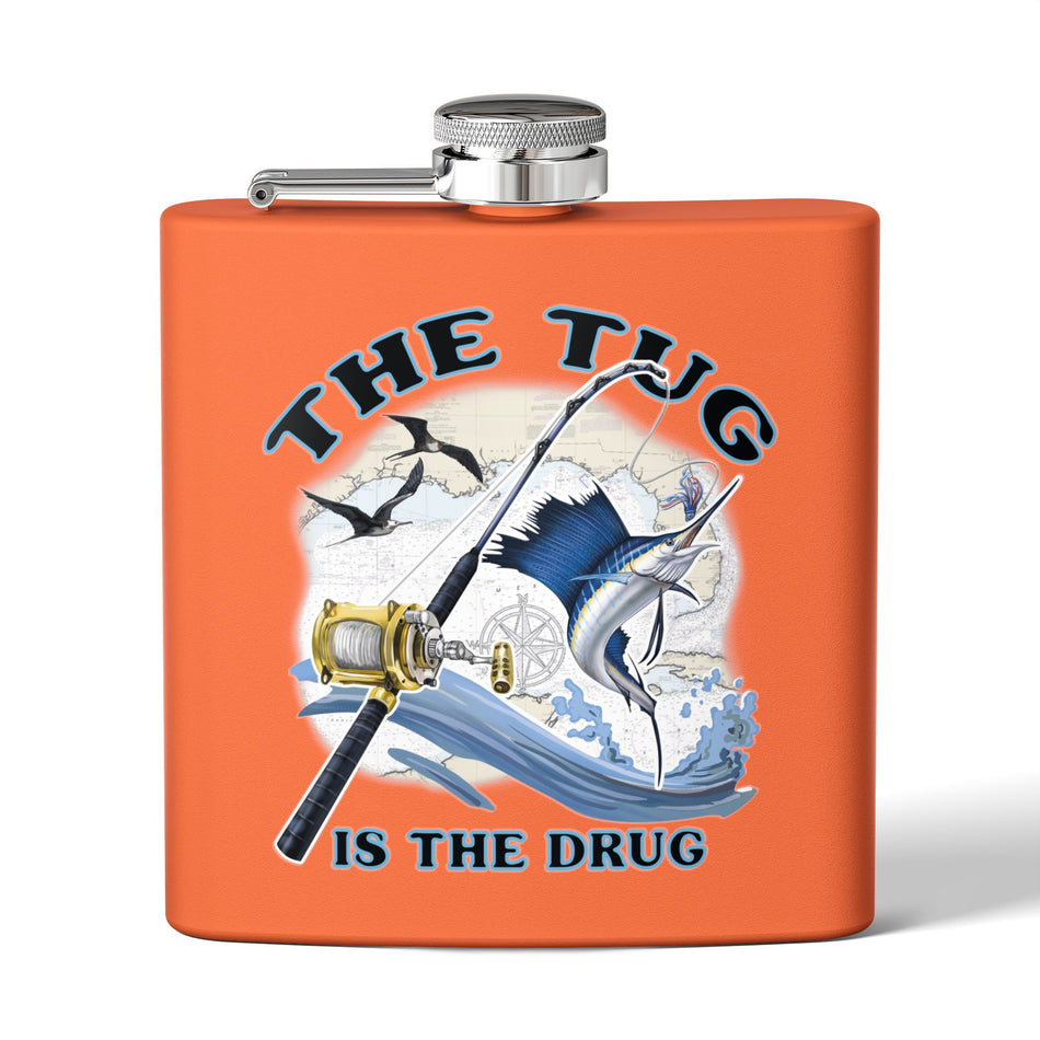 The Tug is the Drug™ Fishing-Themed Stainless Steel Flask - 6oz Outdoor Drinkware