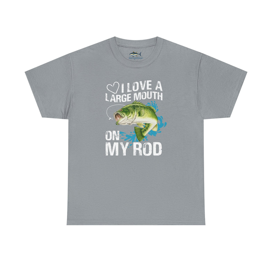 Camiseta unisex de algodón grueso para amantes de la pesca: "Me encantan las bocas grandes en mi caña".