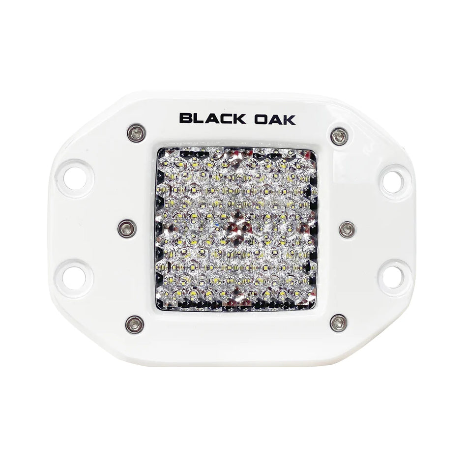 Black Oak 2" Marine Flush Mount LED Pod Light - Diffused Optics - White Housing - Pro Series 3.0