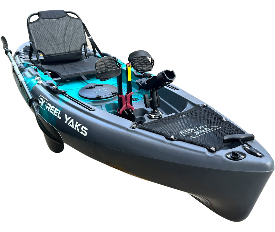 9.5ft Raptor Modular Fin Drive Pedal Fishing Kayak | 380lbs Capacity | 2 Piece - Get Tight Gear
