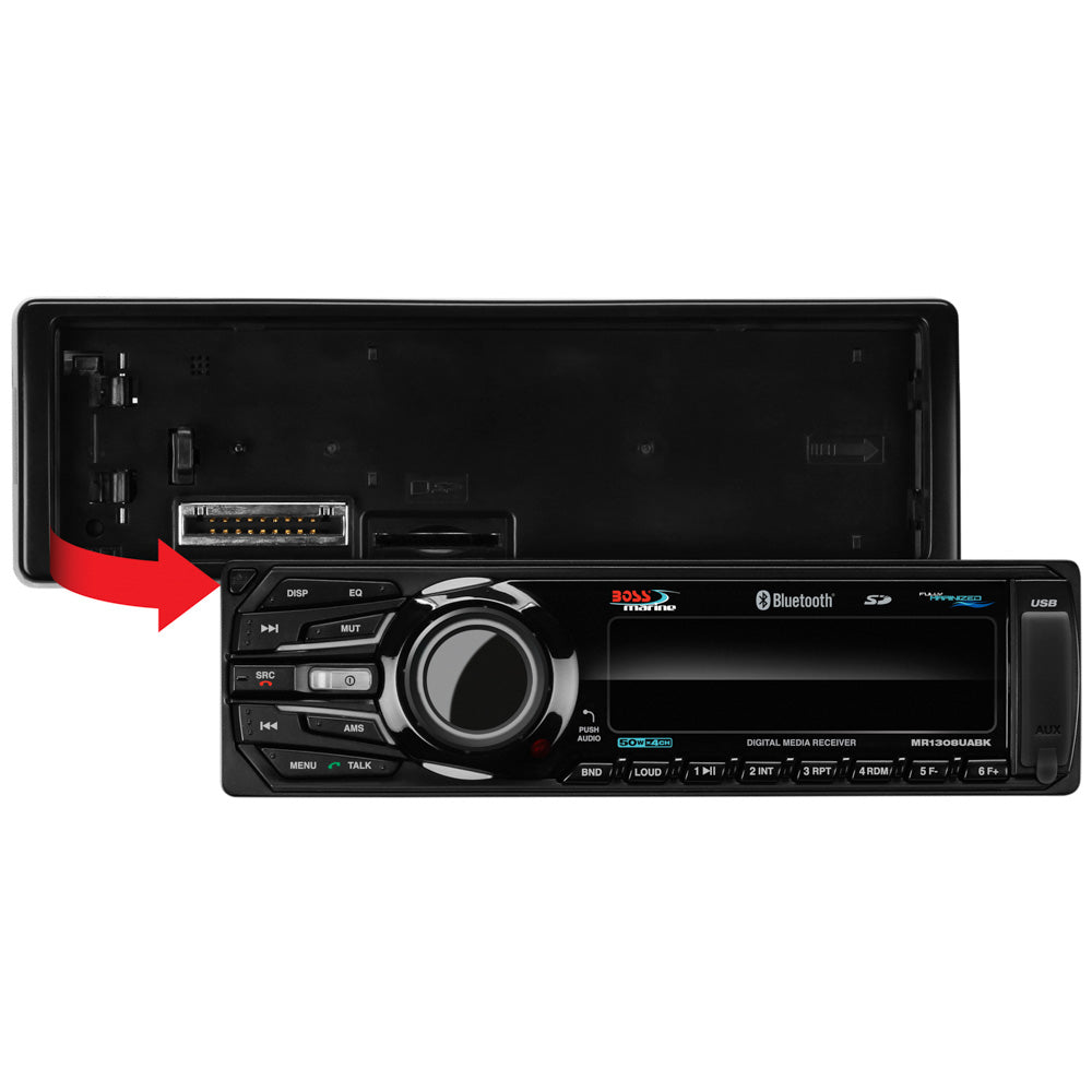 Boss Audio MR1308UABK Bluetooth - Fully Marinized MP3-Compatible Digital Media Receiver w/USB & SD Memory Card Ports & Aux Input