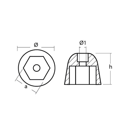 Tecnoseal Zinc Sidepower - Sleipner Propeller Nut Anode