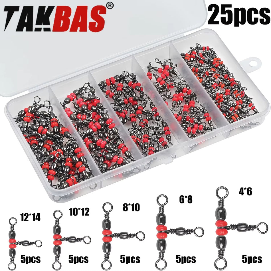 T-Shape Barrel Swivels - Three-Way Swivel Connectors for Fishing Tackle and Catfish Rigs
