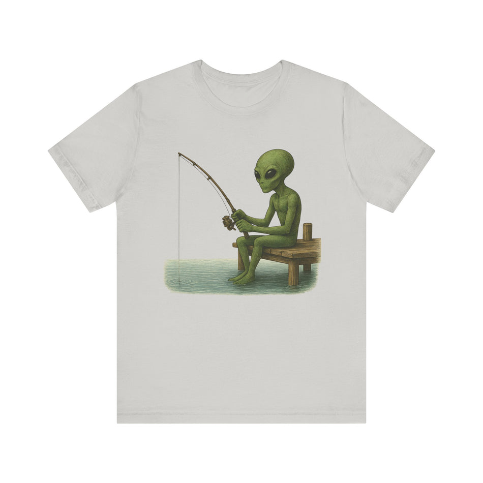 Fishing Alien Unisex Short Sleeve Tee - Fun Graphic T-Shirt for Casual Wear
