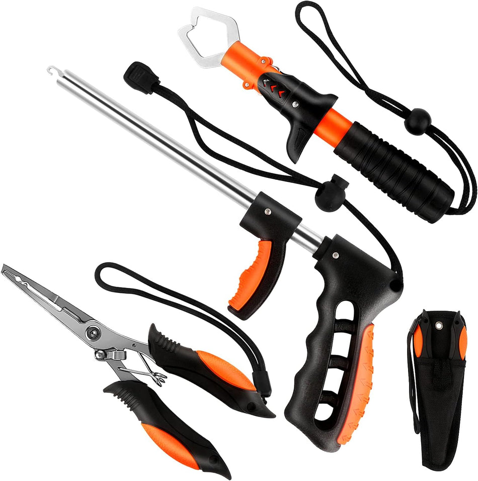Transform Your Fishing Experience with the Ultimate Mouhike Fishing Tool Kit - Pliers, Gripper, Hook Remover & Digital Scale - A Must-Have for Every Angler!