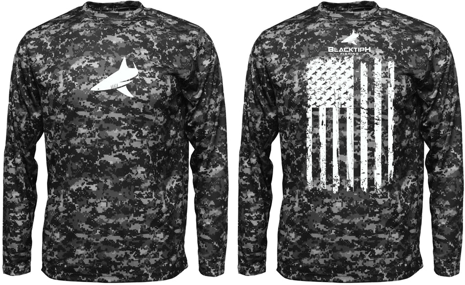 BlacktipH Performance Shirt Digital Camo Shirt - Vertical Flag with UPF 50+ Protection