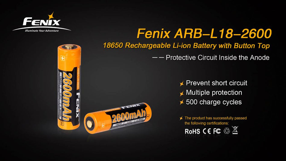 Fenix ARB-L18-2600 High-Capacity 18650 Battery - 2600mAh